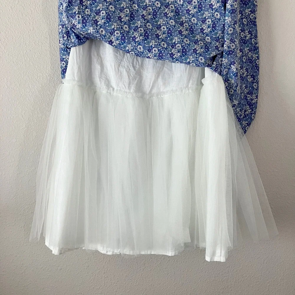 J CREW Liberty Fabric Floral Midi Skirt 8 Ditsy Cotton Cottage Coquette Blue - Picture 5 of 11